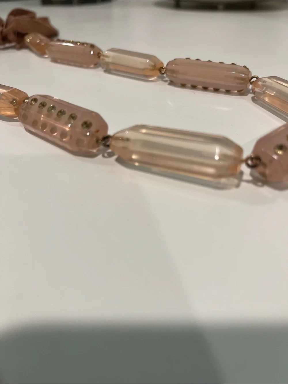 J. Crew Blush Crystal Bead Necklace with Gold Accents